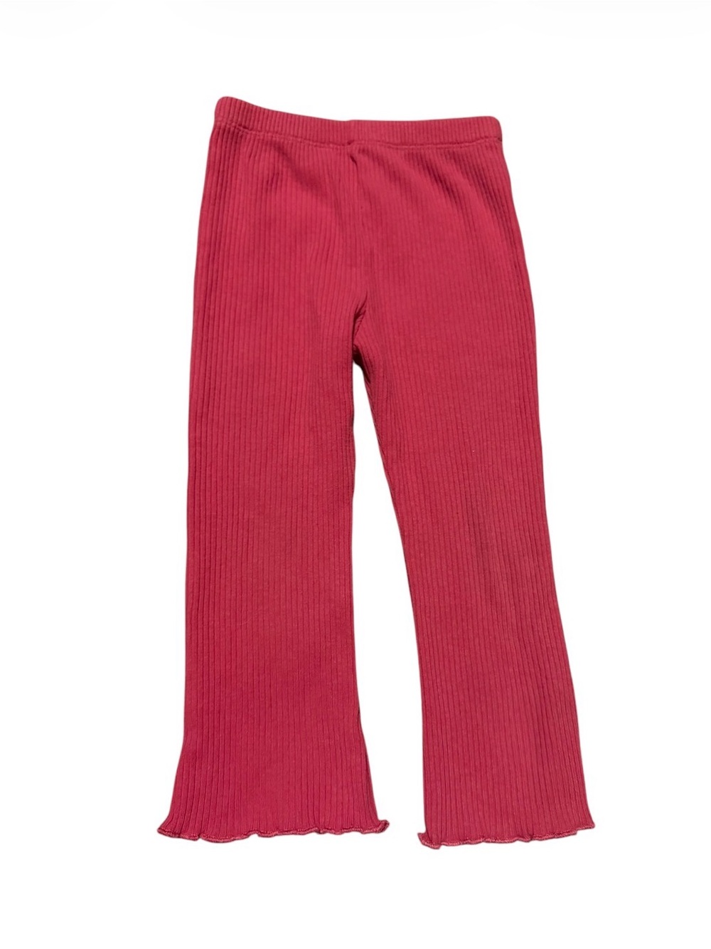 Kids Ribbed Flare Pants in Deep Pink
